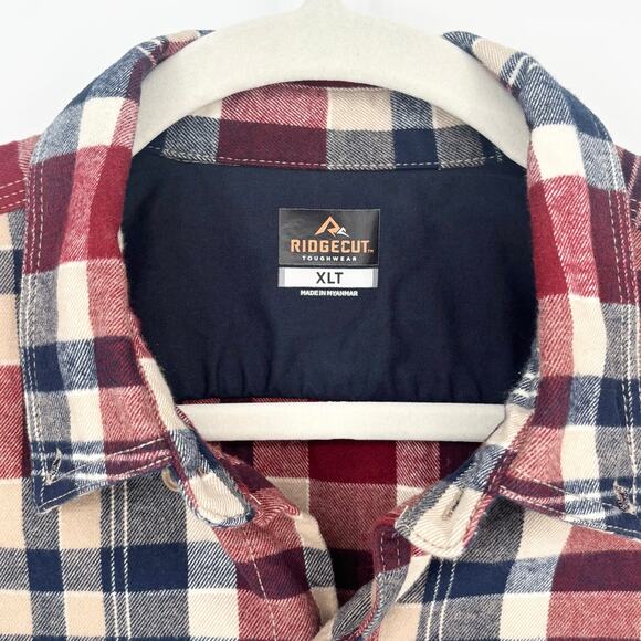 Ridgecut Toughwear Men's Red Blue Plaid Heavy Flannel Shirt Size XLT - Picture 5 of 6